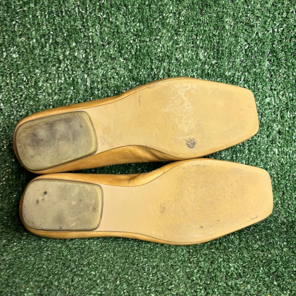Liz Claiborne Flex Darla‎ Tan Leather Embroidered Square Toe Loafers Womens 10M